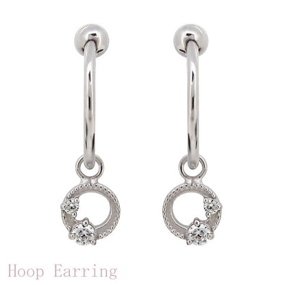イヤーカフ レディース フープイヤリング 揺れる 月 星 選べる誕生石 Charm Hoop Earring 両耳用 天然石 k10 k18 pt900 moon star birthstone