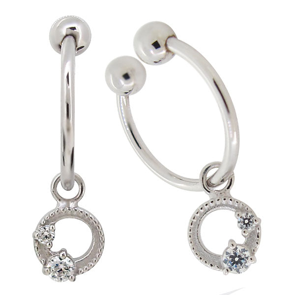 イヤーカフ レディース フープイヤリング 揺れる 月 星 選べる誕生石 Charm Hoop Earring 両耳用 天然石 k10 k18 pt900 moon star birthstone