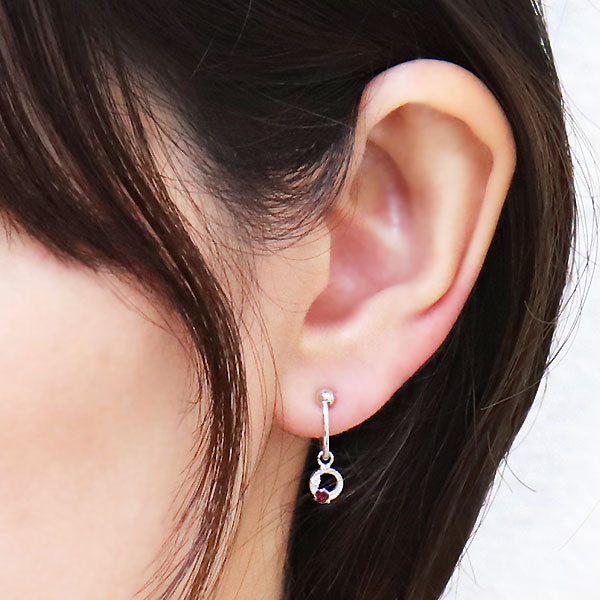 イヤーカフ レディース フープイヤリング 揺れる 月 星 選べる誕生石 Charm Hoop Earring 両耳用 天然石 k10 k18 pt900 moon star birthstone