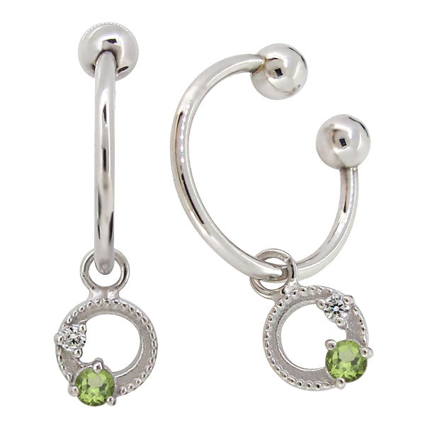 イヤーカフ レディース フープイヤリング 揺れる 月 星 選べる誕生石 Charm Hoop Earring 両耳用 天然石 k10 k18 pt900 moon star birthstone
