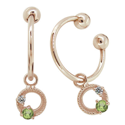イヤーカフ レディース フープイヤリング 揺れる 月 星 選べる誕生石 Charm Hoop Earring 両耳用 天然石 k10 k18 pt900 moon star birthstone