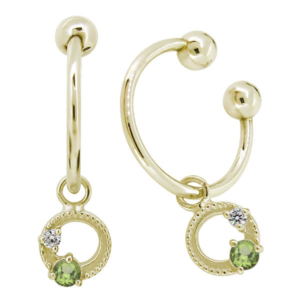 イヤーカフ レディース フープイヤリング 揺れる 月 星 選べる誕生石 Charm Hoop Earring 両耳用 天然石 k10 k18 pt900 moon star birthstone