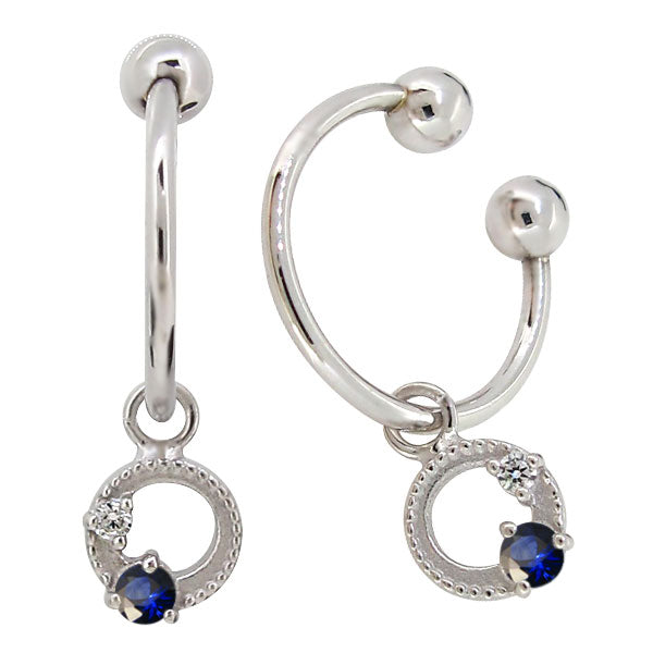 イヤーカフ レディース フープイヤリング 揺れる 月 星 選べる誕生石 Charm Hoop Earring 両耳用 天然石 k10 k18 pt900 moon star birthstone