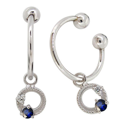 イヤーカフ レディース フープイヤリング 揺れる 月 星 選べる誕生石 Charm Hoop Earring 両耳用 天然石 k10 k18 pt900 moon star birthstone