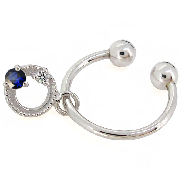 イヤーカフ レディース フープイヤリング 揺れる 月 星 選べる誕生石 Charm Hoop Earring 両耳用 天然石 k10 k18 pt900 moon star birthstone