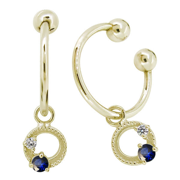 イヤーカフ レディース フープイヤリング 揺れる 月 星 選べる誕生石 Charm Hoop Earring 両耳用 天然石 k10 k18 pt900 moon star birthstone