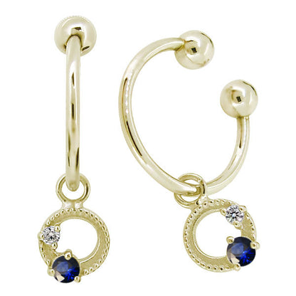 イヤーカフ レディース フープイヤリング 揺れる 月 星 選べる誕生石 Charm Hoop Earring 両耳用 天然石 k10 k18 pt900 moon star birthstone