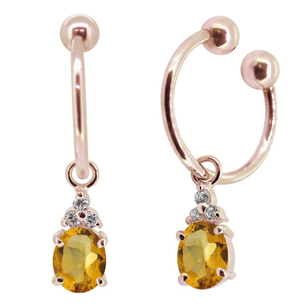 揺れる オーバル 大粒 フープイヤリング レディース イヤーカフ 選べる誕生石 Oval Hoop Earring 天然石 k10 k18 pt900 ノンホールピアス 両耳用