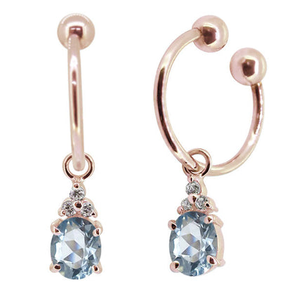 揺れる オーバル 大粒 フープイヤリング レディース イヤーカフ 選べる誕生石 Oval Hoop Earring 天然石 k10 k18 pt900 ノンホールピアス 両耳用