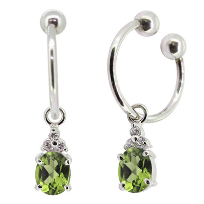 揺れる オーバル 大粒 フープイヤリング レディース イヤーカフ 選べる誕生石 Oval Hoop Earring 天然石 k10 k18 pt900 ノンホールピアス 両耳用