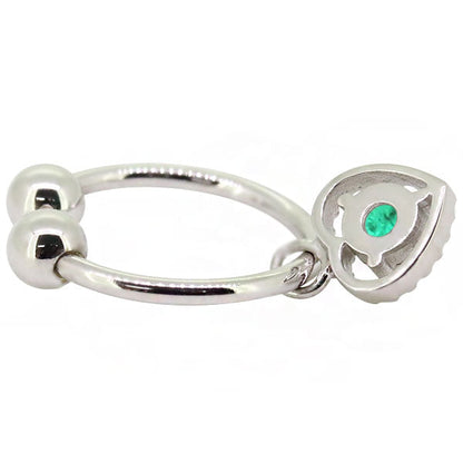 フープイヤリング レディース ハート 一粒 イヤーカフ 選べる誕生石 K10 K18 PT900 揺れる 天然石 Heart Hoop Earring 両耳セット オープンハート