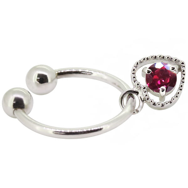 フープイヤリング レディース ハート 一粒 イヤーカフ 選べる誕生石 K10 K18 PT900 揺れる 天然石 Heart Hoop Earring 両耳セット オープンハート
