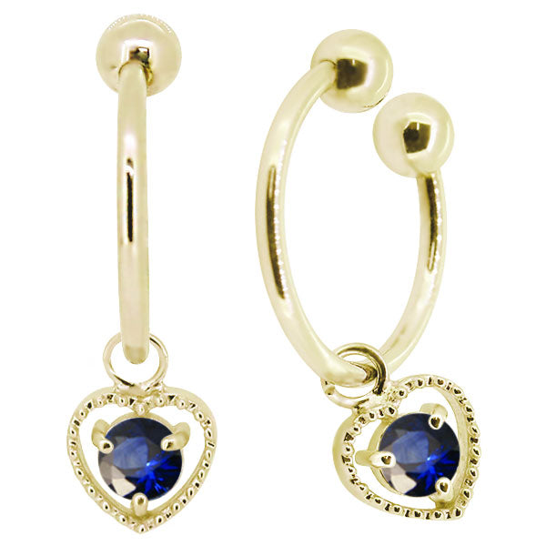 フープイヤリング レディース ハート 一粒 イヤーカフ 選べる誕生石 K10 K18 PT900 揺れる 天然石 Heart Hoop Earring 両耳セット オープンハート
