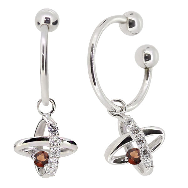レディース イヤーカフ 揺れる チャーム 星 宇宙 Ear Cuff 選べる誕生石 10金 18金 プラチナ 天然石 フープイヤリング Hoop Earring 両耳