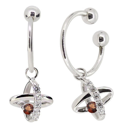 レディース イヤーカフ 揺れる チャーム 星 宇宙 Ear Cuff 選べる誕生石 10金 18金 プラチナ 天然石 フープイヤリング Hoop Earring 両耳