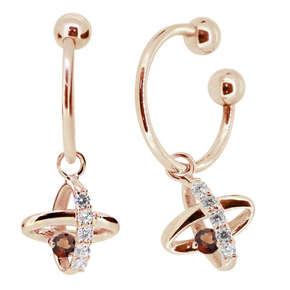 レディース イヤーカフ 揺れる チャーム 星 宇宙 Ear Cuff 選べる誕生石 10金 18金 プラチナ 天然石 フープイヤリング Hoop Earring 両耳