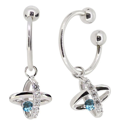レディース イヤーカフ 揺れる チャーム 星 宇宙 Ear Cuff 選べる誕生石 10金 18金 プラチナ 天然石 フープイヤリング Hoop Earring 両耳