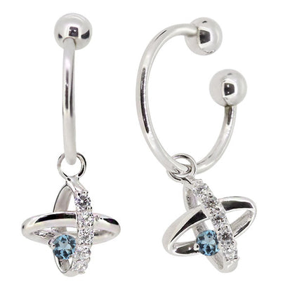 レディース イヤーカフ 揺れる チャーム 星 宇宙 Ear Cuff 選べる誕生石 10金 18金 プラチナ 天然石 フープイヤリング Hoop Earring 両耳