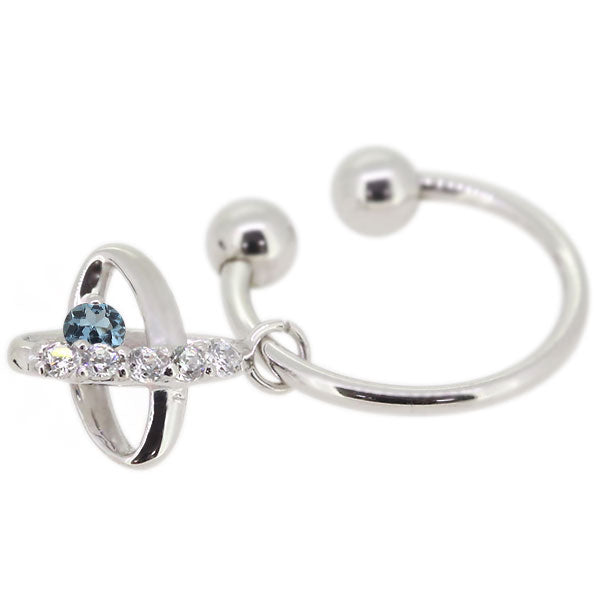 レディース イヤーカフ 揺れる チャーム 星 宇宙 Ear Cuff 選べる誕生石 10金 18金 プラチナ 天然石 フープイヤリング Hoop Earring 両耳