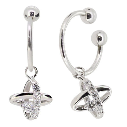 レディース イヤーカフ 揺れる チャーム 星 宇宙 Ear Cuff 選べる誕生石 10金 18金 プラチナ 天然石 フープイヤリング Hoop Earring 両耳