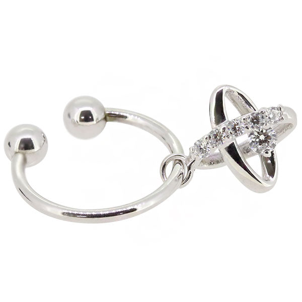 レディース イヤーカフ 揺れる チャーム 星 宇宙 Ear Cuff 選べる誕生石 10金 18金 プラチナ 天然石 フープイヤリング Hoop Earring 両耳