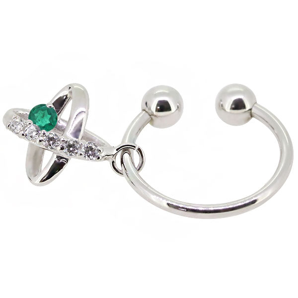 レディース イヤーカフ 揺れる チャーム 星 宇宙 Ear Cuff 選べる誕生石 10金 18金 プラチナ 天然石 フープイヤリング Hoop Earring 両耳