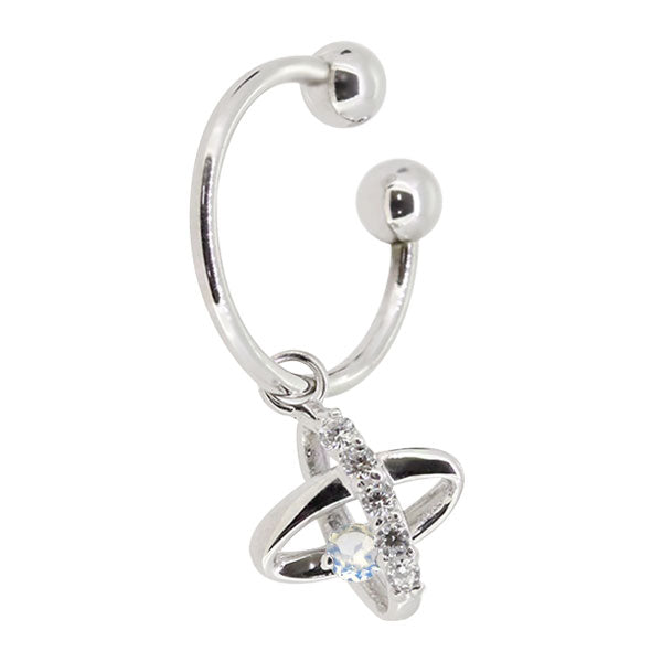 レディース イヤーカフ 揺れる チャーム 星 宇宙 Ear Cuff 選べる誕生石 10金 18金 プラチナ 天然石 フープイヤリング Hoop Earring 両耳