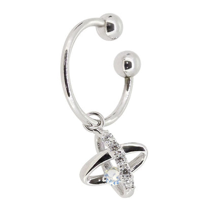 レディース イヤーカフ 揺れる チャーム 星 宇宙 Ear Cuff 選べる誕生石 10金 18金 プラチナ 天然石 フープイヤリング Hoop Earring 両耳