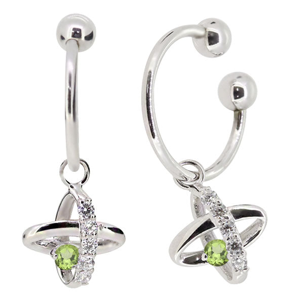 レディース イヤーカフ 揺れる チャーム 星 宇宙 Ear Cuff 選べる誕生石 10金 18金 プラチナ 天然石 フープイヤリング Hoop Earring 両耳