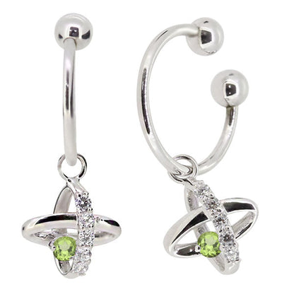 レディース イヤーカフ 揺れる チャーム 星 宇宙 Ear Cuff 選べる誕生石 10金 18金 プラチナ 天然石 フープイヤリング Hoop Earring 両耳