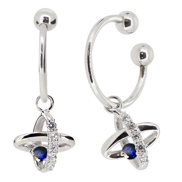 レディース イヤーカフ 揺れる チャーム 星 宇宙 Ear Cuff 選べる誕生石 10金 18金 プラチナ 天然石 フープイヤリング Hoop Earring 両耳