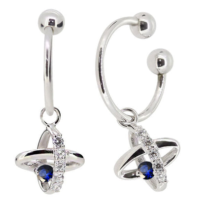レディース イヤーカフ 揺れる チャーム 星 宇宙 Ear Cuff 選べる誕生石 10金 18金 プラチナ 天然石 フープイヤリング Hoop Earring 両耳