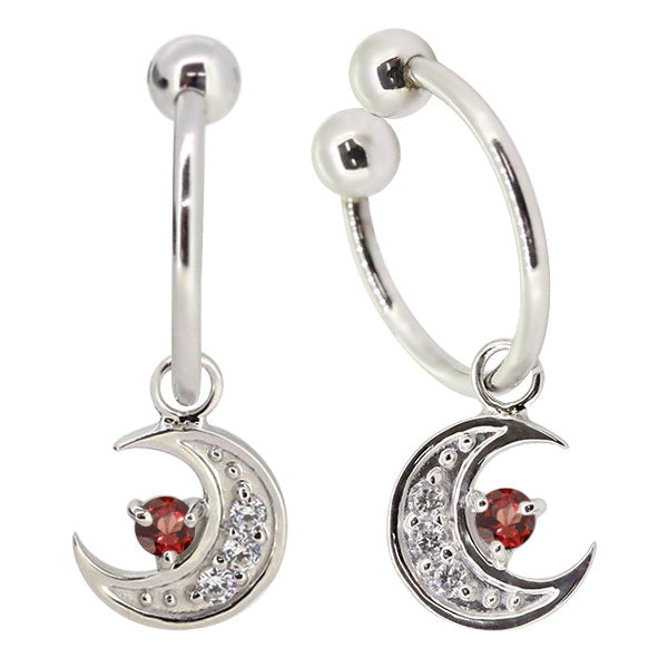 イヤーカフ レディース 揺れる 月 イヤリング 選べる誕生石 Ear Cuff 両耳用 K10 K18 PT900 天然石 Moom Hoop Earring 三日月 フープイヤリング