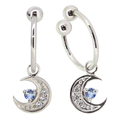 イヤーカフ レディース 揺れる 月 イヤリング 選べる誕生石 Ear Cuff 両耳用 K10 K18 PT900 天然石 Moom Hoop Earring 三日月 フープイヤリング