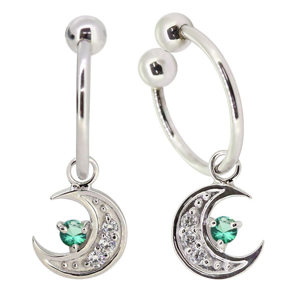 イヤーカフ レディース 揺れる 月 イヤリング 選べる誕生石 Ear Cuff 両耳用 K10 K18 PT900 天然石 Moom Hoop Earring 三日月 フープイヤリング