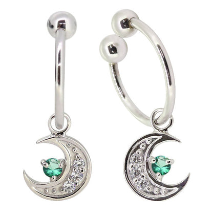 イヤーカフ レディース 揺れる 月 イヤリング 選べる誕生石 Ear Cuff 両耳用 K10 K18 PT900 天然石 Moom Hoop Earring 三日月 フープイヤリング