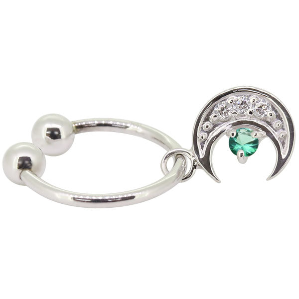 イヤーカフ レディース 揺れる 月 イヤリング 選べる誕生石 Ear Cuff 両耳用 K10 K18 PT900 天然石 Moom Hoop Earring 三日月 フープイヤリング