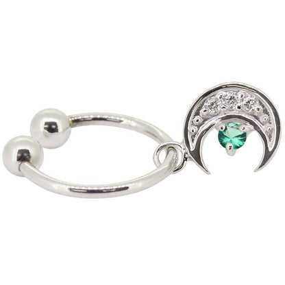 イヤーカフ レディース 揺れる 月 イヤリング 選べる誕生石 Ear Cuff 両耳用 K10 K18 PT900 天然石 Moom Hoop Earring 三日月 フープイヤリング