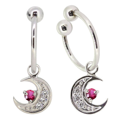 イヤーカフ レディース 揺れる 月 イヤリング 選べる誕生石 Ear Cuff 両耳用 K10 K18 PT900 天然石 Moom Hoop Earring 三日月 フープイヤリング