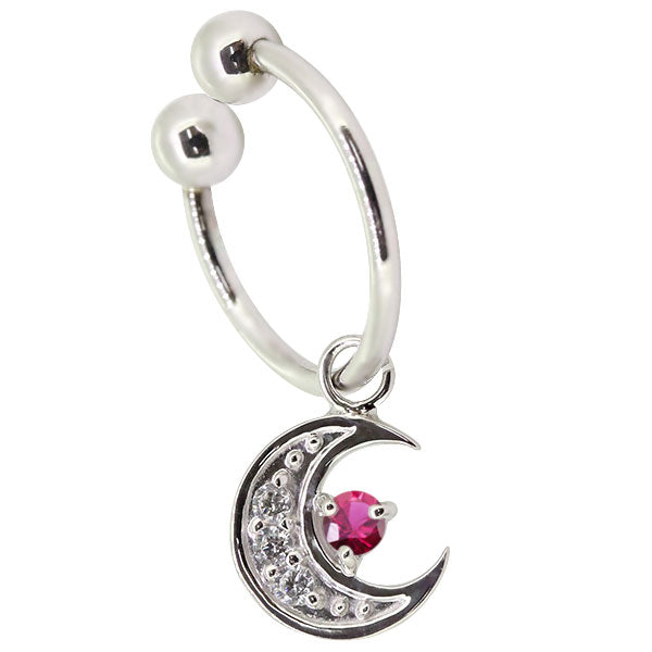 イヤーカフ レディース 揺れる 月 イヤリング 選べる誕生石 Ear Cuff 両耳用 K10 K18 PT900 天然石 Moom Hoop Earring 三日月 フープイヤリング