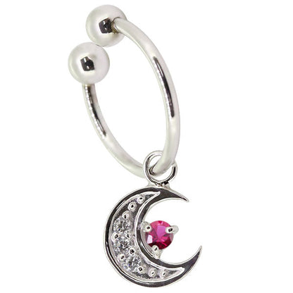 イヤーカフ レディース 揺れる 月 イヤリング 選べる誕生石 Ear Cuff 両耳用 K10 K18 PT900 天然石 Moom Hoop Earring 三日月 フープイヤリング