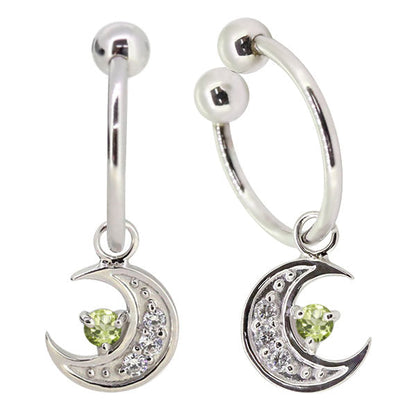イヤーカフ レディース 揺れる 月 イヤリング 選べる誕生石 Ear Cuff 両耳用 K10 K18 PT900 天然石 Moom Hoop Earring 三日月 フープイヤリング