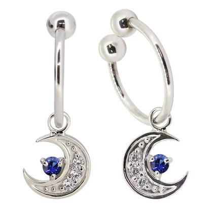 イヤーカフ レディース 揺れる 月 イヤリング 選べる誕生石 Ear Cuff 両耳用 K10 K18 PT900 天然石 Moom Hoop Earring 三日月 フープイヤリング