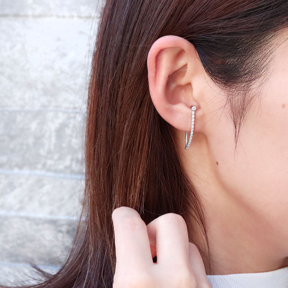 イヤーカフ 選べる誕生石 レディース ストレート バータイプ 天然石 片耳 イヤカフ 10金 18金 プラチナ ダイヤモンド
