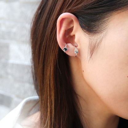 ノンホールピアス イヤーカフ レディース 幾何学 丸型 円 片耳用 重ね付け 選べる誕生石 k10 k18 pt900 一粒 天然石 誕生石 シンプル 細身