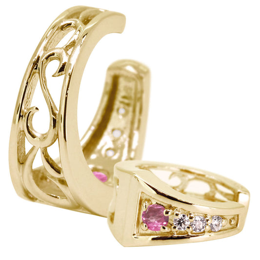 2way Eay Cuff イヤーカフ レディース 唐草 選べる誕生石 天然石 K10 K18 PT900 片耳 重ね付け イヤカフ 誕生石 リバーシブル アラベスク