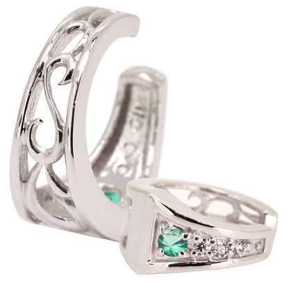 2way Eay Cuff イヤーカフ レディース 唐草 選べる誕生石 天然石 K10 K18 PT900 片耳 重ね付け イヤカフ 誕生石 リバーシブル アラベスク