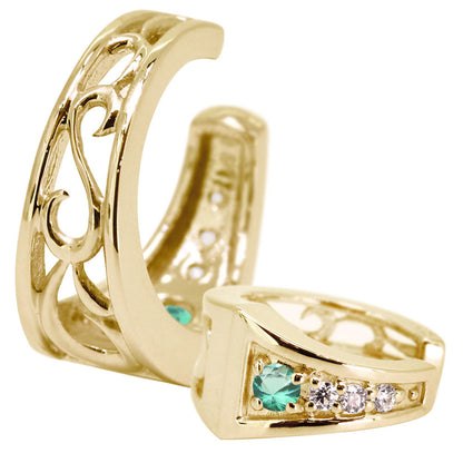 2way Eay Cuff イヤーカフ レディース 唐草 選べる誕生石 天然石 K10 K18 PT900 片耳 重ね付け イヤカフ 誕生石 リバーシブル アラベスク