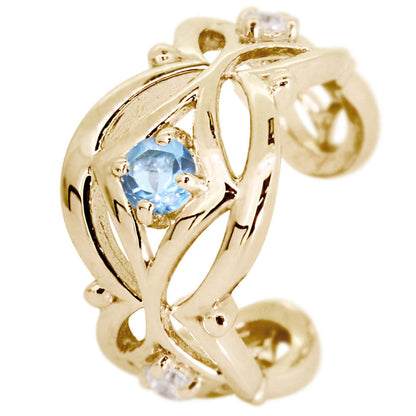 イヤカフ レディース ノンホールピアス ひし形 軟骨 女性 K10 K18 PT900 選べる誕生石 天然石 Ear Cuff 重ね付け イヤーカフ 菱形 片耳用