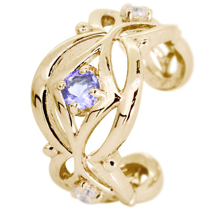 イヤカフ レディース ノンホールピアス ひし形 軟骨 女性 K10 K18 PT900 選べる誕生石 天然石 Ear Cuff 重ね付け イヤーカフ 菱形 片耳用